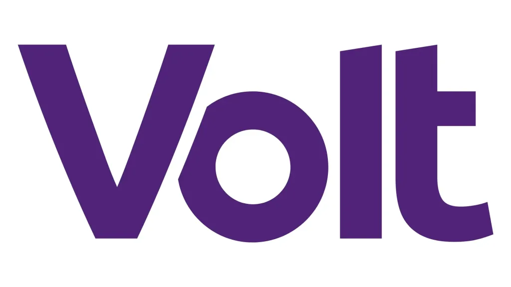 Logo Volt Italia: scritta Volt in viola su sfondo bianco